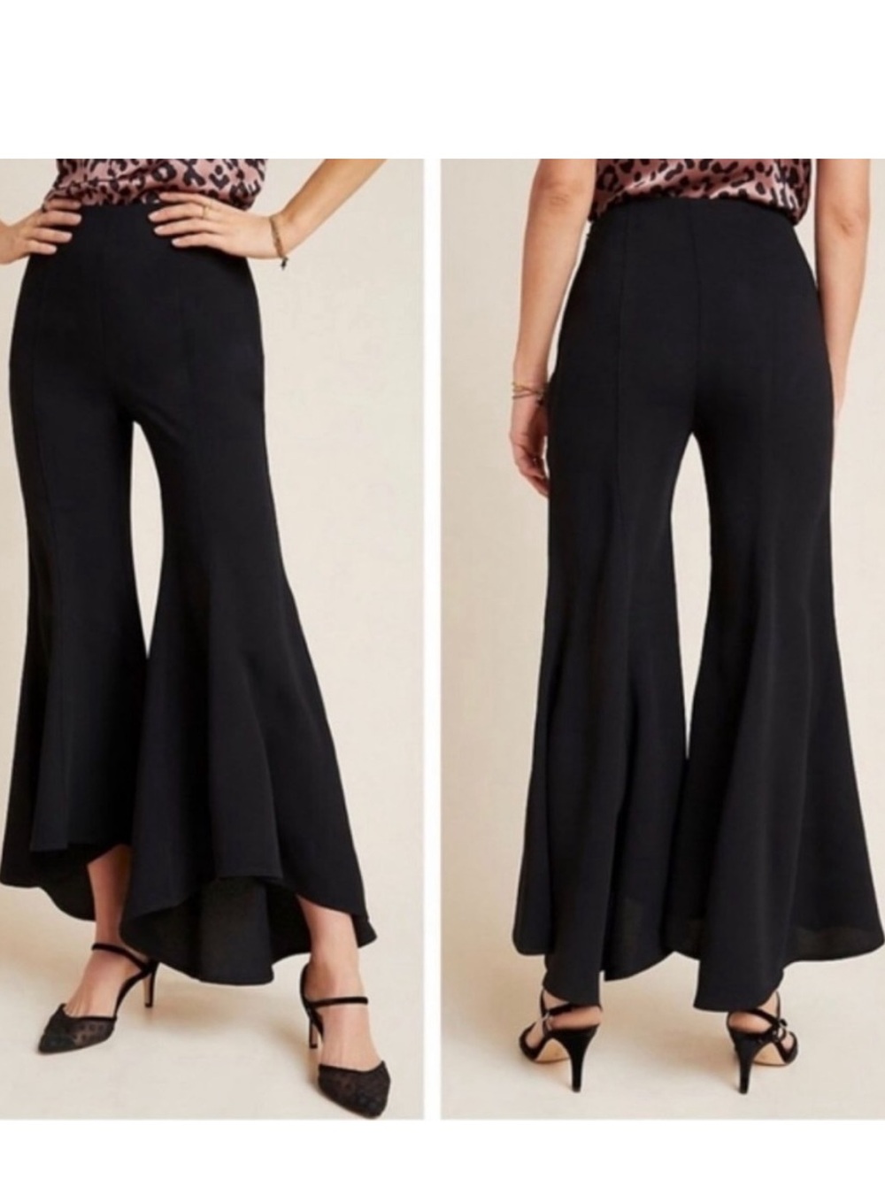 Anthropologie Zinnia Flare Trousers in Black | Size 8